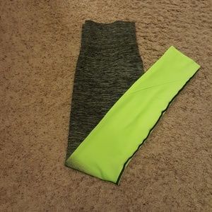 Neon Green and Gray Full-length Workout Pants